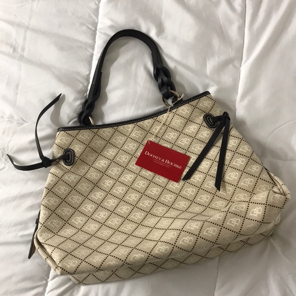 Dooney & Bourke Signature Logo Tote Leather Accent